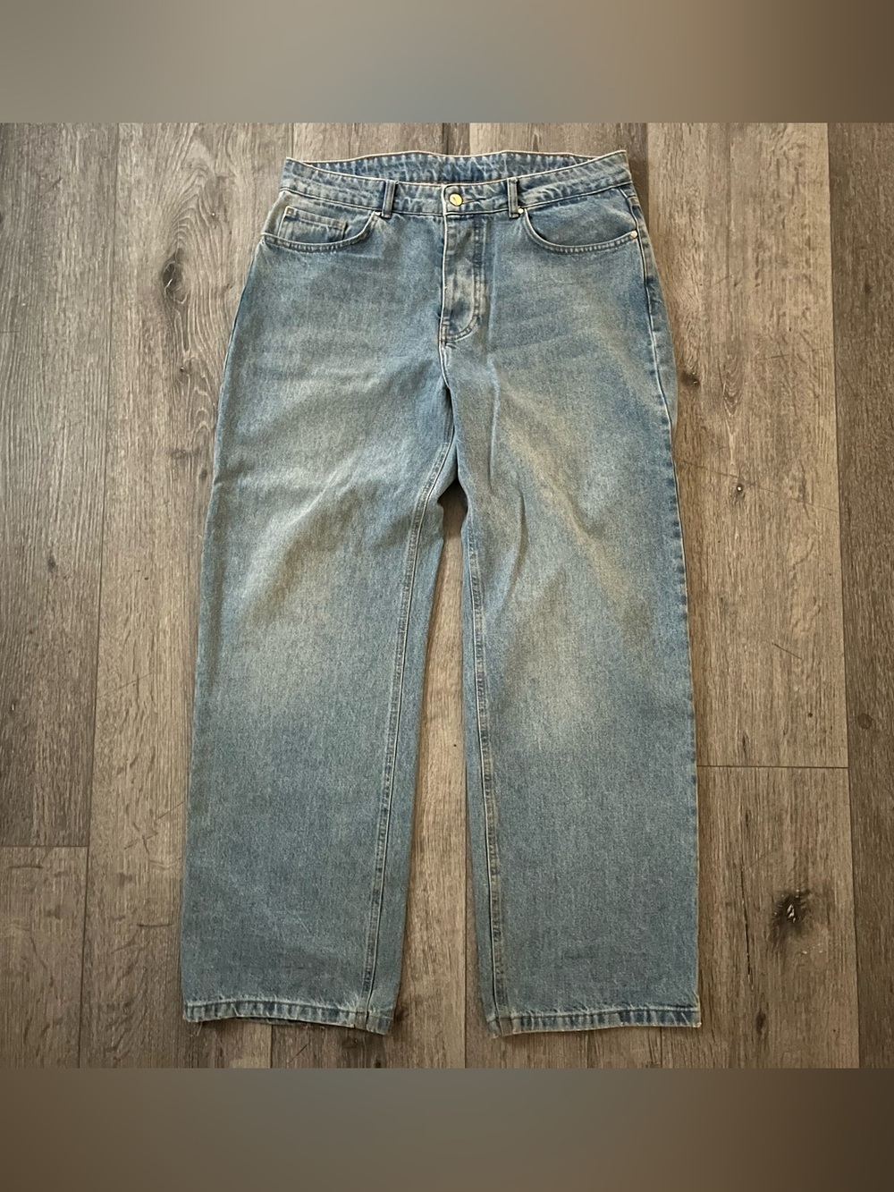 Cernucci Light Blue Embroidered Baggy Jeans